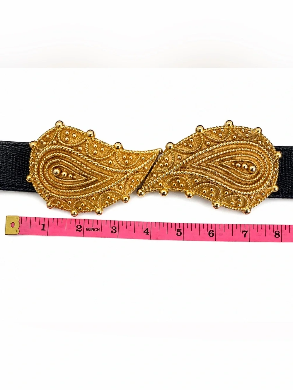 MIMI DI N NISCEMI VINTAGE 1984 COUTURE PAISLEY ORNATE FILIGREE GOLD GLAM BELT